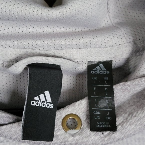 Adidas Grey and Black Logo Hoodie Size Large *** No Hoodie String *** - Picture 14 of 15